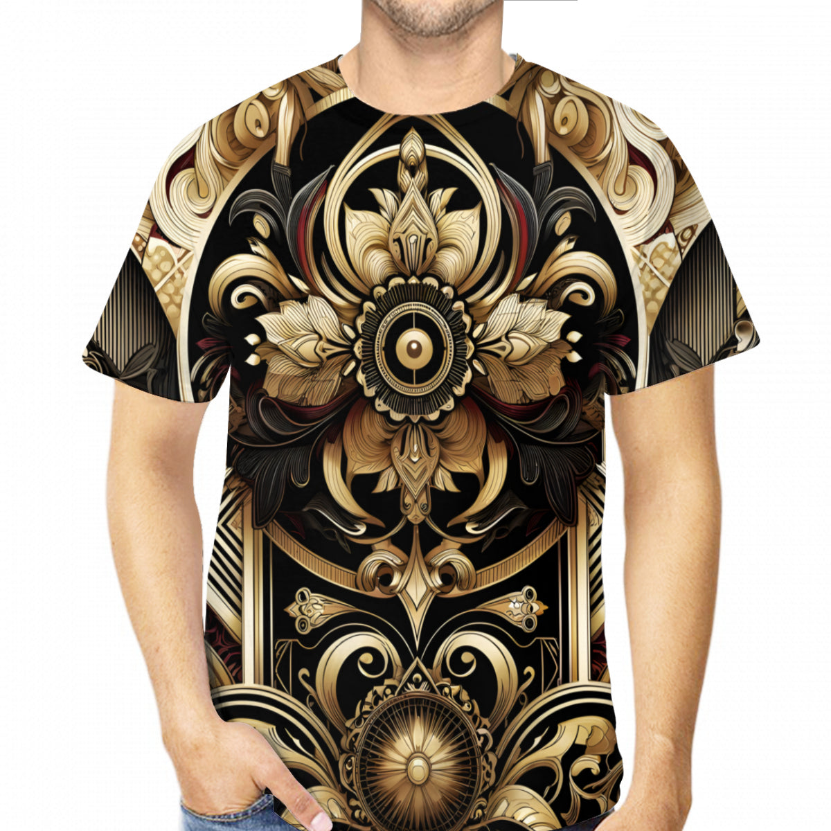 Abstract Elegance All-Over Print Men's Short-Sleeved Mesh T-Shirt｜Polyester