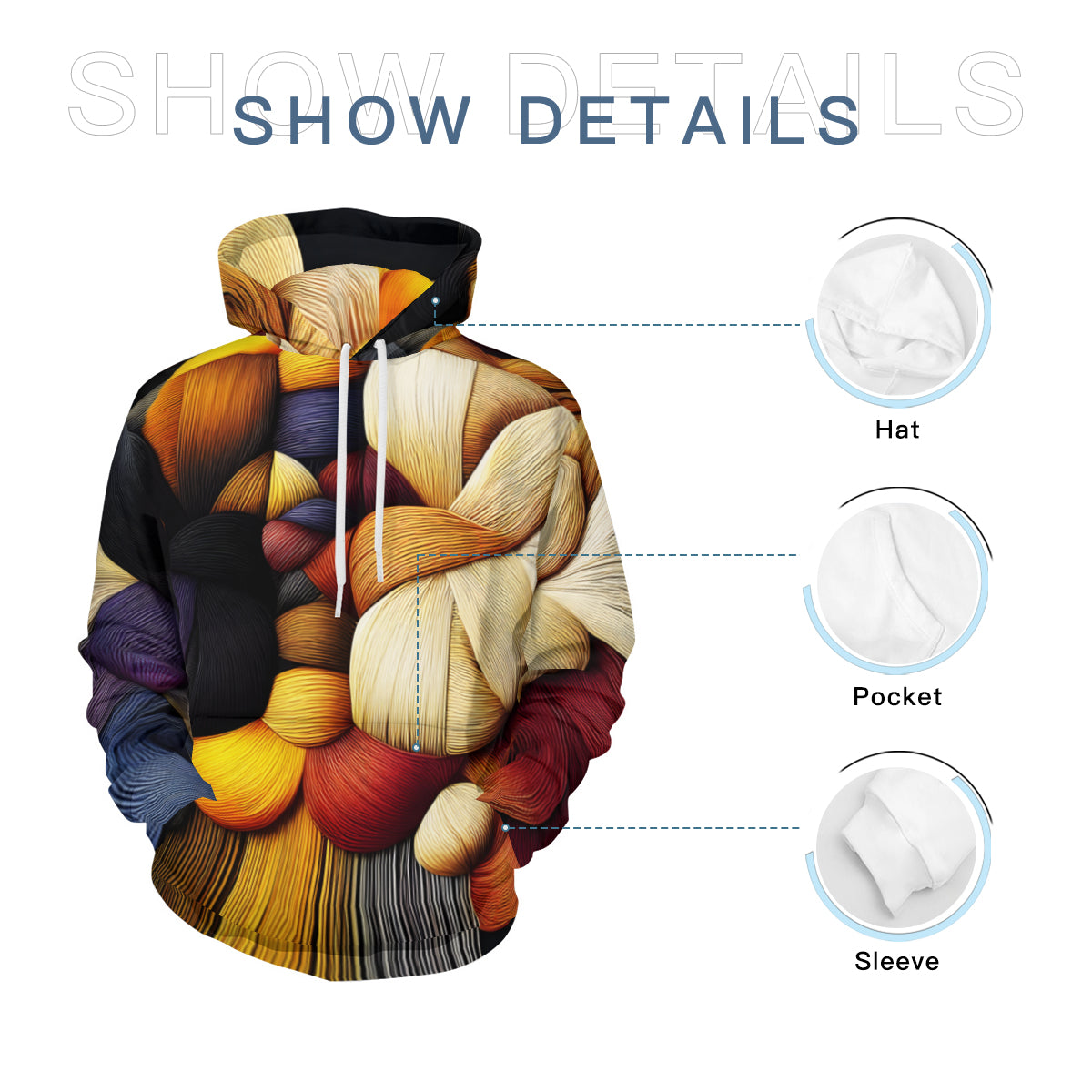 Interwoven Design Men's Adult Hoodie Set (Double-Layer Hood) | Health Fabric