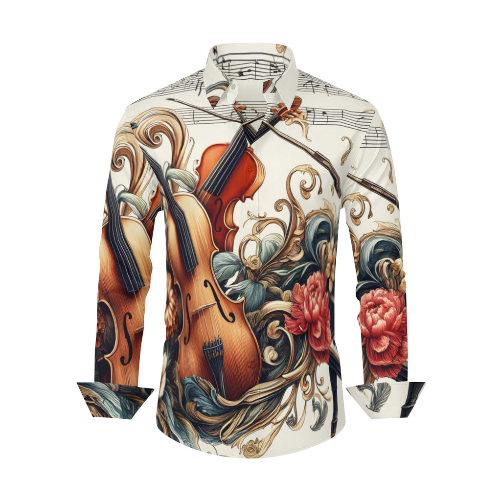 Musical Floral Long Sleeves Men's Shirt