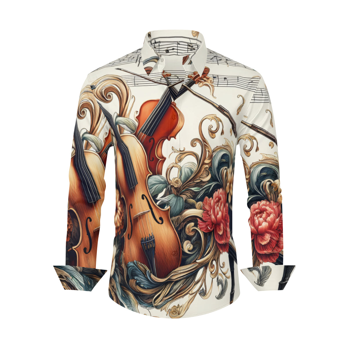 Musical Floral Long Sleeves Men's Shirt