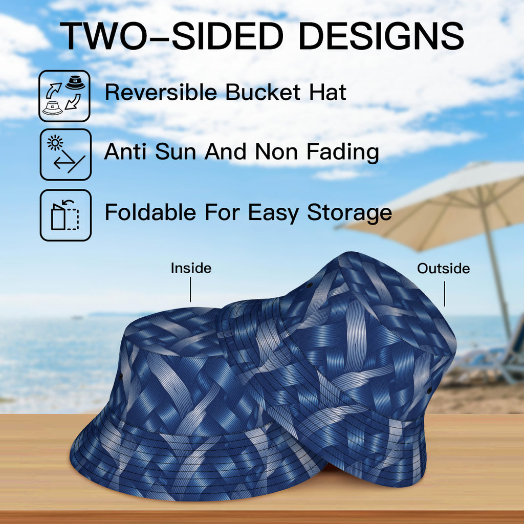 Abstract Denim Double-Sided Unisex Polyester Bucket Hat