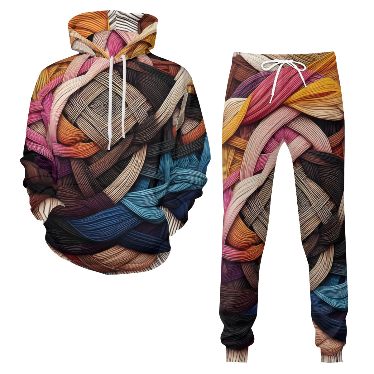 Interwoven Pattern Men's Adult Hoodie Set (Double-Layer Hood) | Health Fabric