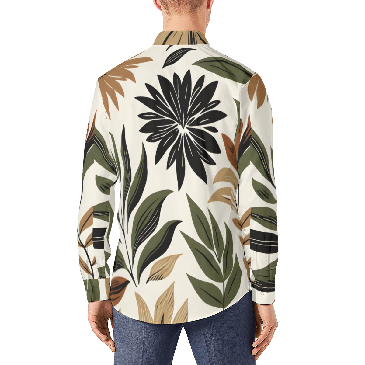 Botanical Leaves Long Sleeves Men's Shirt