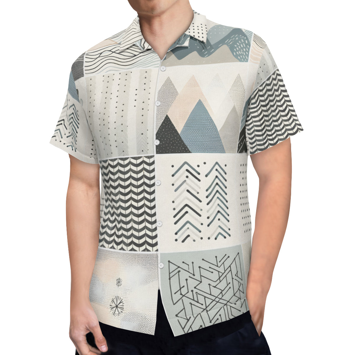 Minimalistic Floral Short Sleeves Men's Shirt