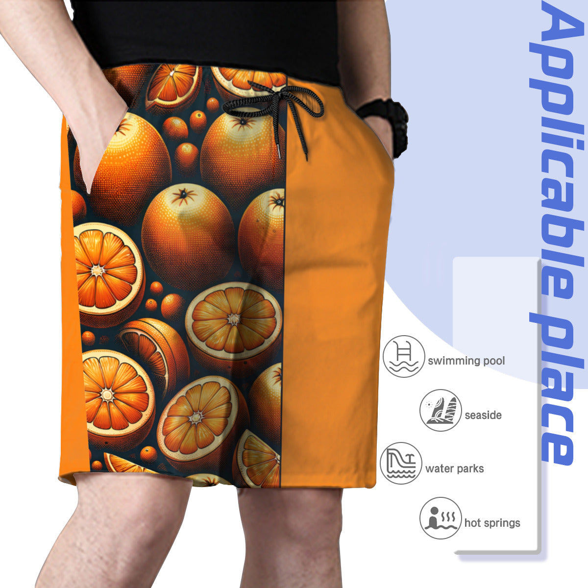 Orange Men's Beach Shorts (Not Mesh Lined) | Polyester
