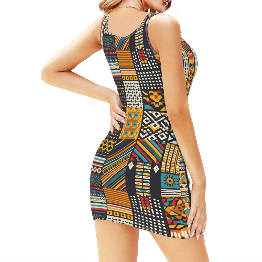African Motifs Design Women Casual Dress