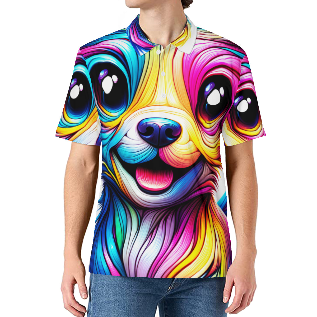 Dog Men's Premium European Size POLO Shirt | 95% Polyester+5% Spandex