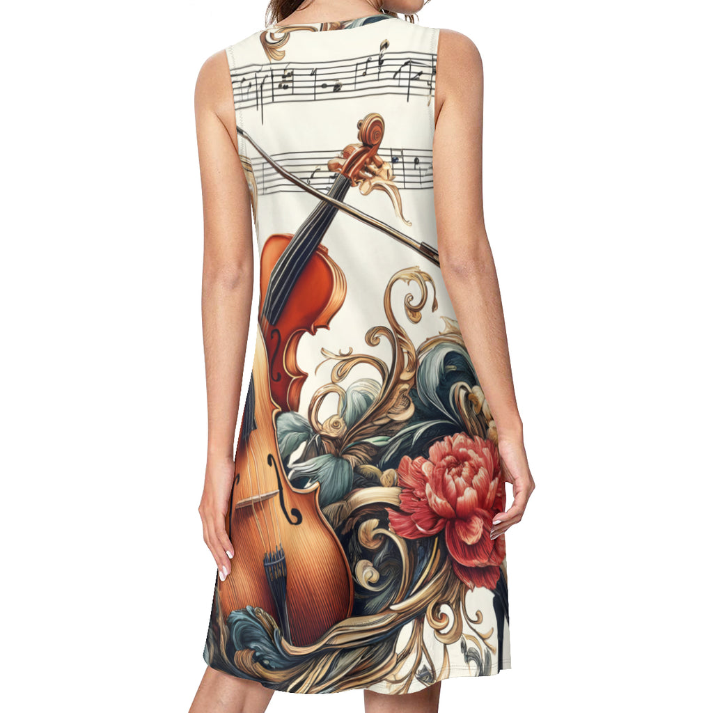 Music Floral Women's Casual Dress | Polyester