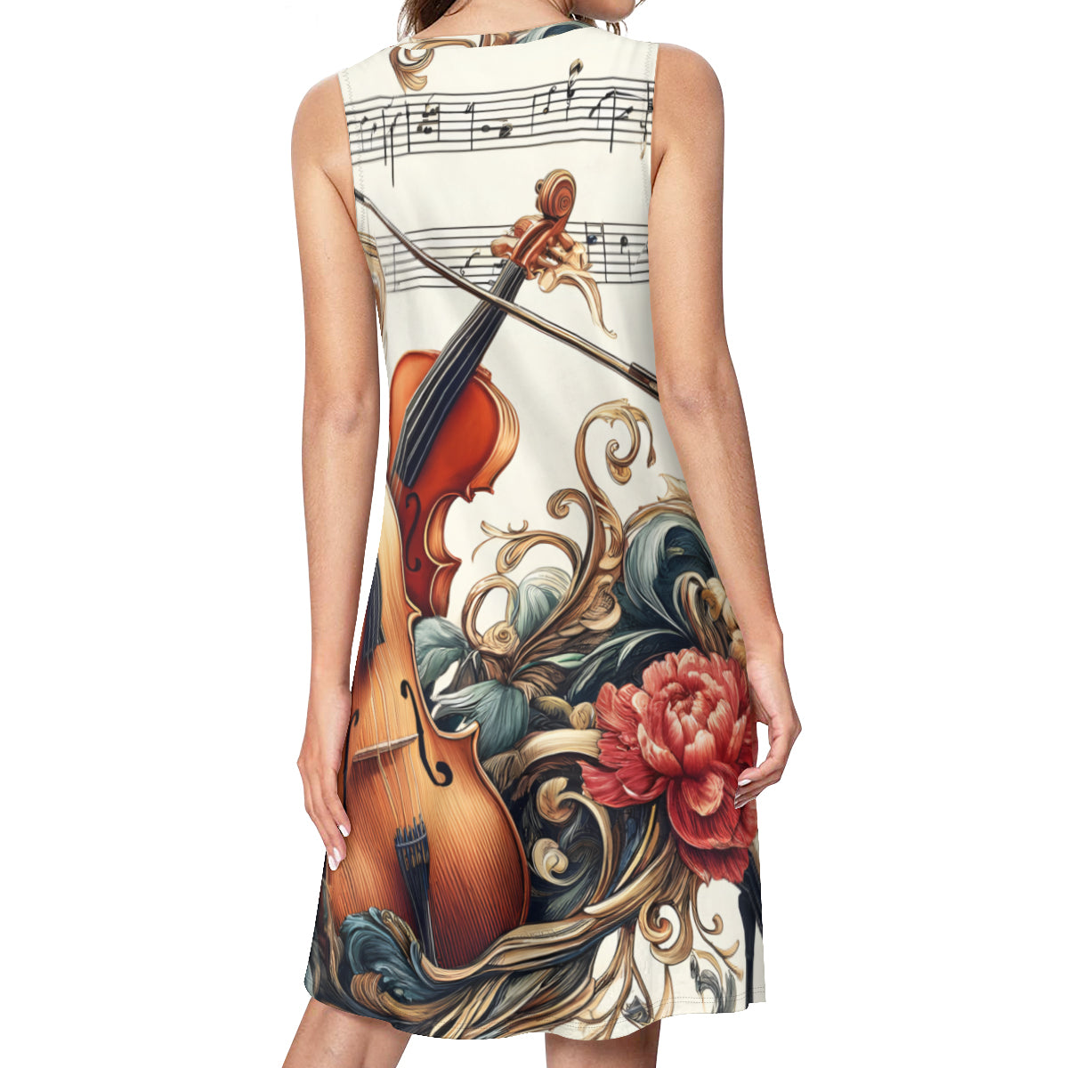 Music Floral Women's Casual Dress | Polyester