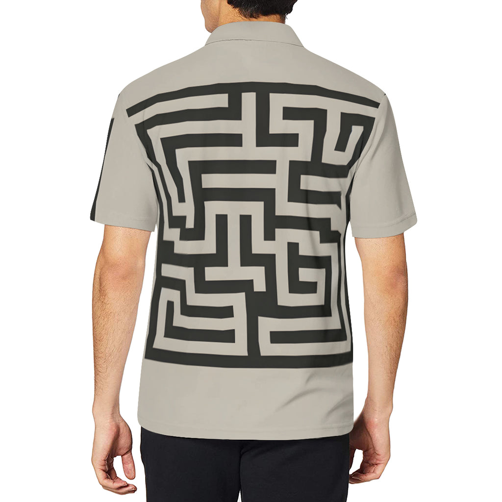 Minimalistic Geometric Men's Premium European Size POLO Shirt | 95% Polyester+5% Spandex