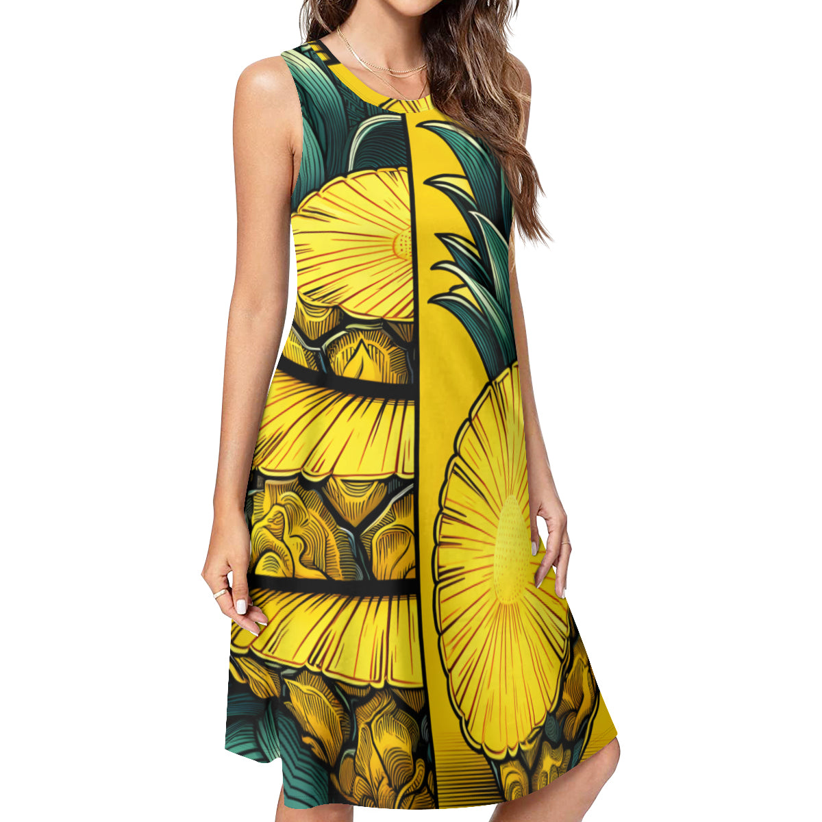 Pineapple Slices Women's Casual Dress | Polyester