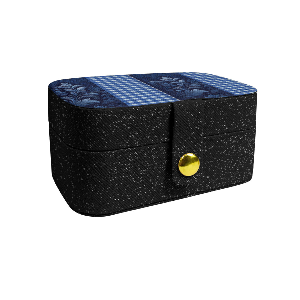 Denim Check Personalized Portable Jewelry Box