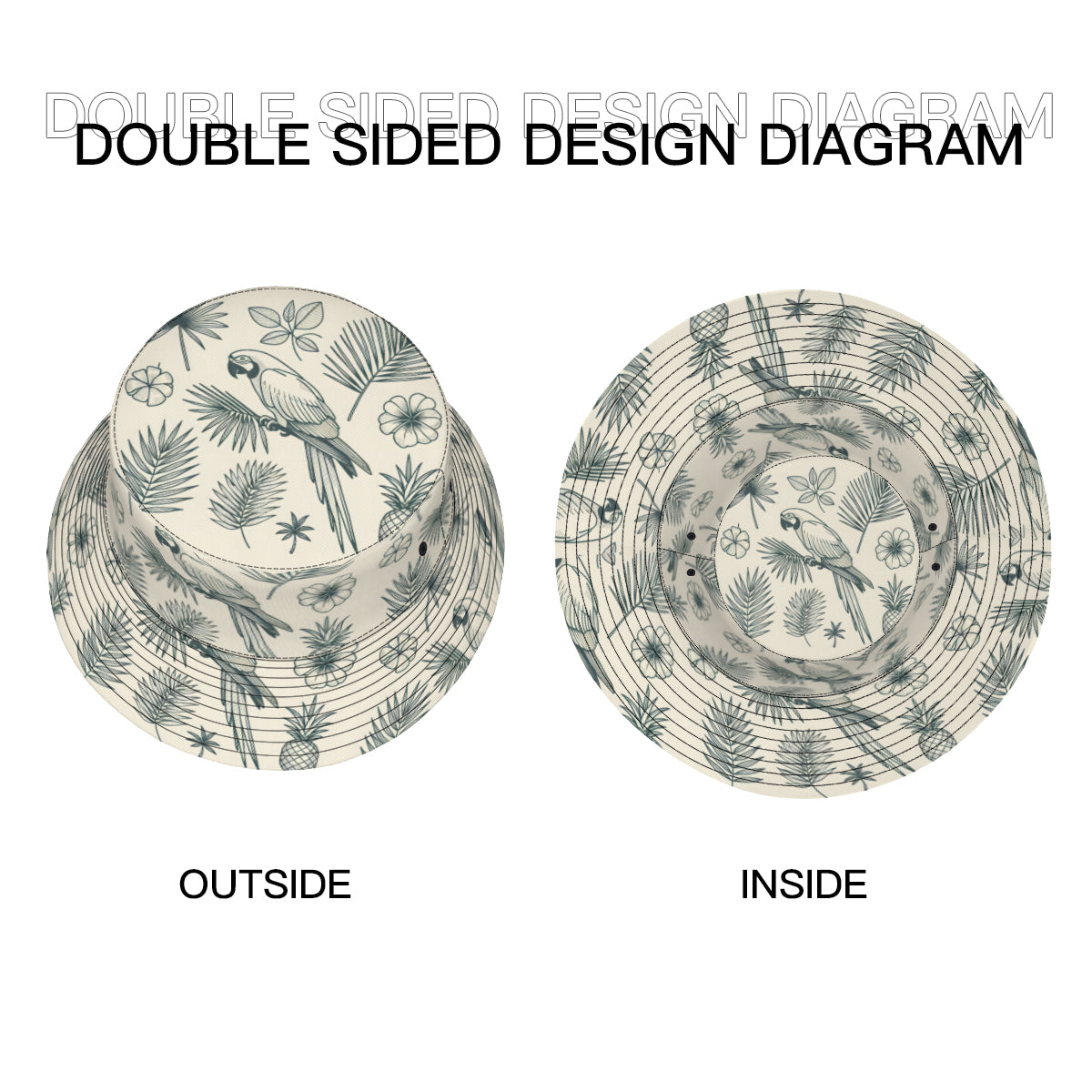 Tropical Double-Sided Unisex Polyester Bucket Hat