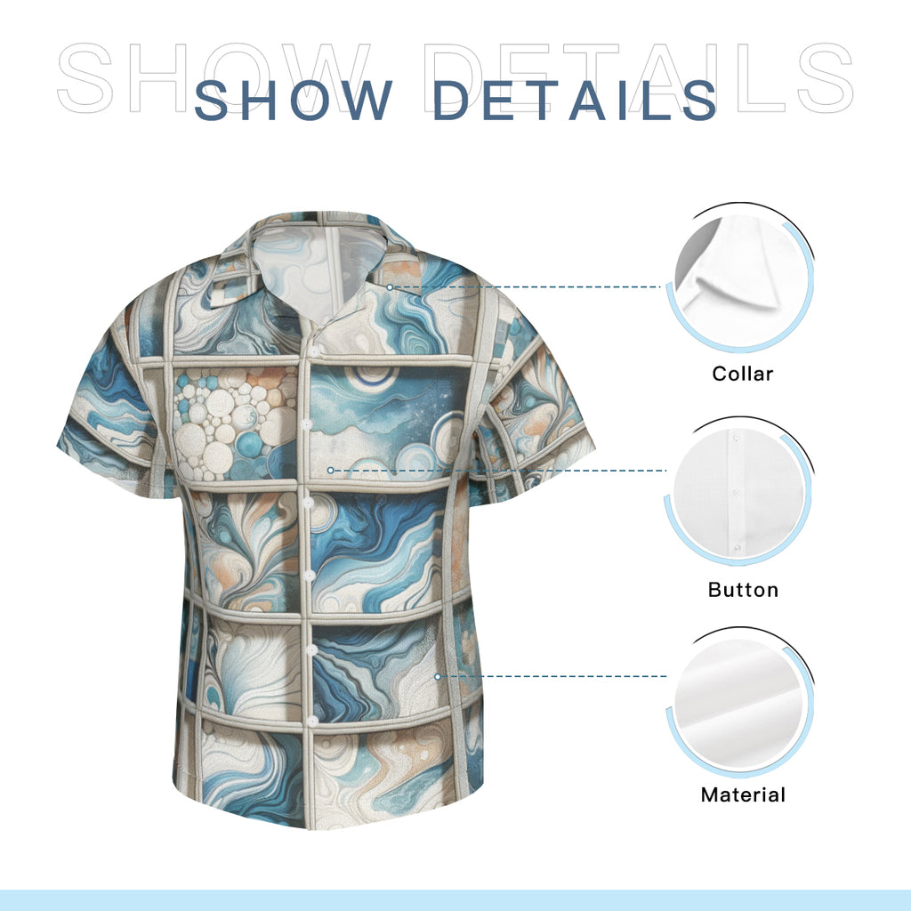 Window Pane Short Sleeves Men's Shirt