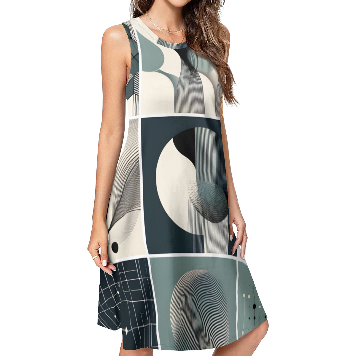 Minimalistic Shapes Women's Casual Dress | Polyester