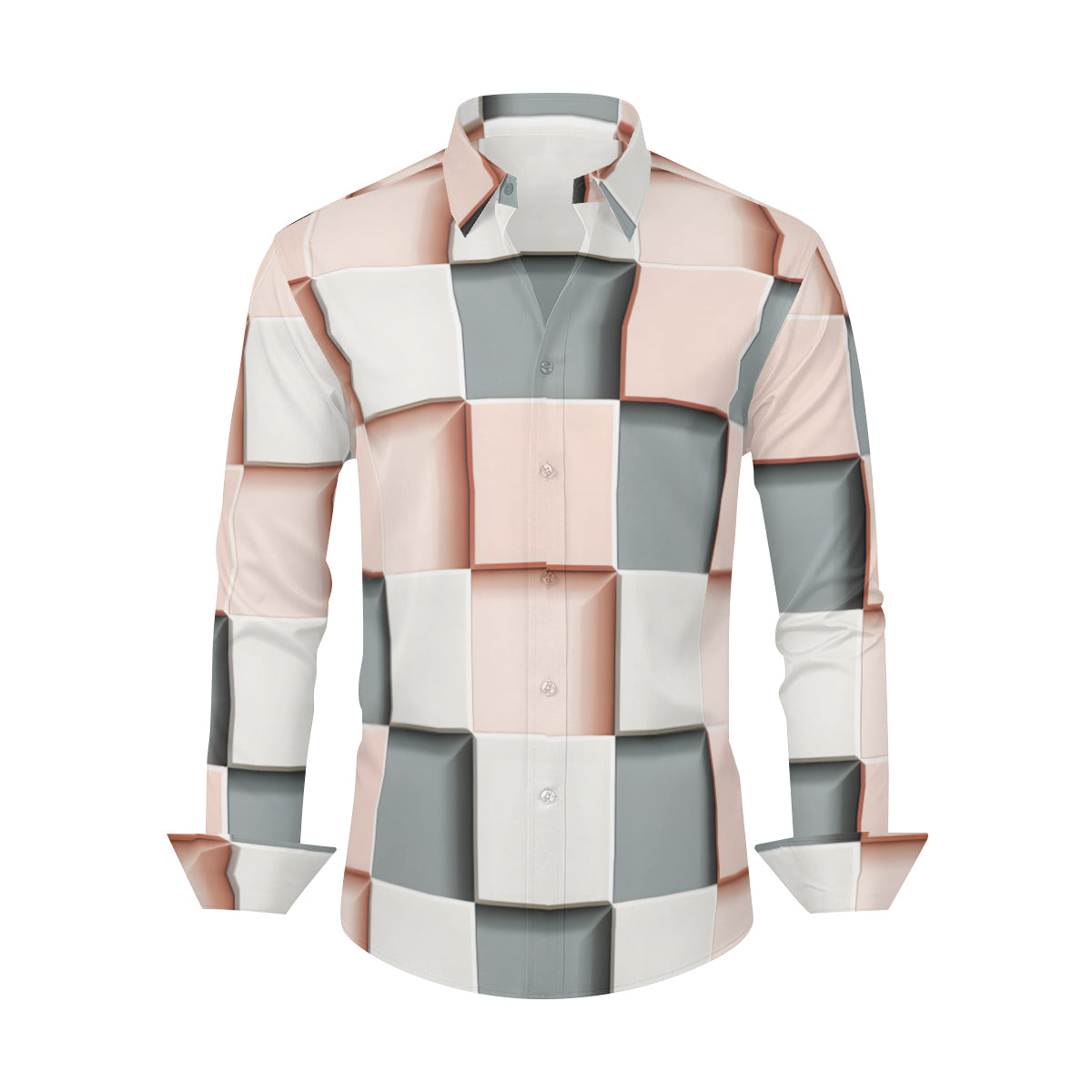 Abstract Square Men's Classic Long-Sleeved Shirt | Polyester