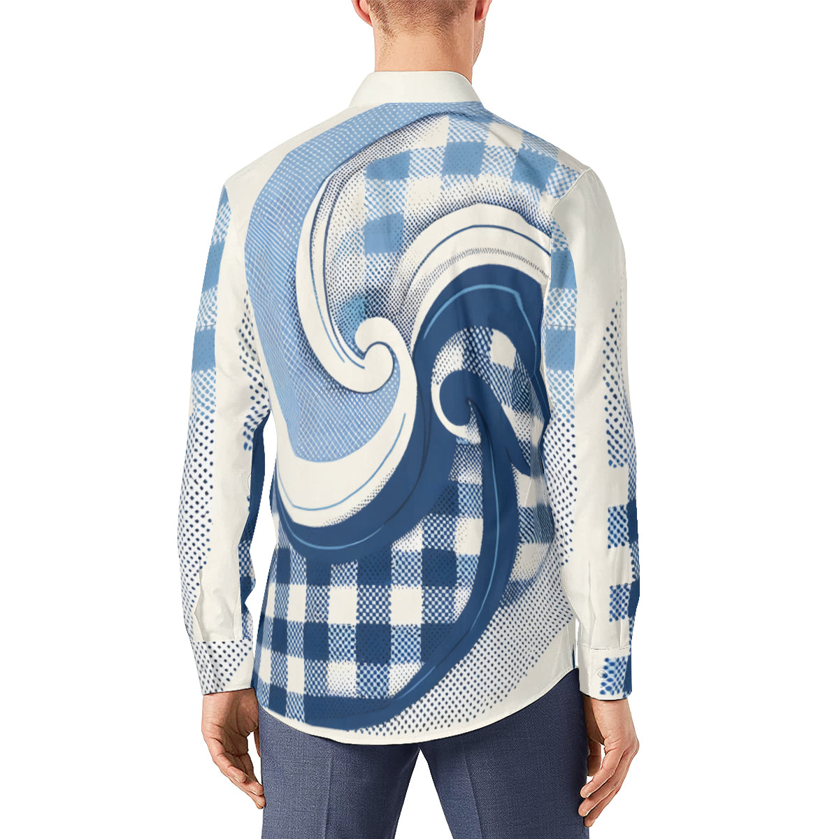 Blue Swirl Long Sleeves Men's Shirt