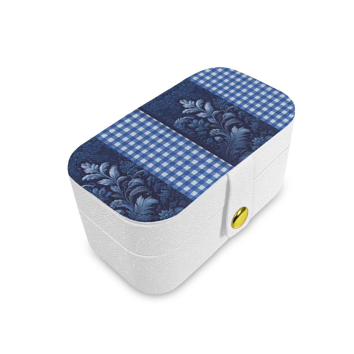 Denim Check Personalized Portable Jewelry Box