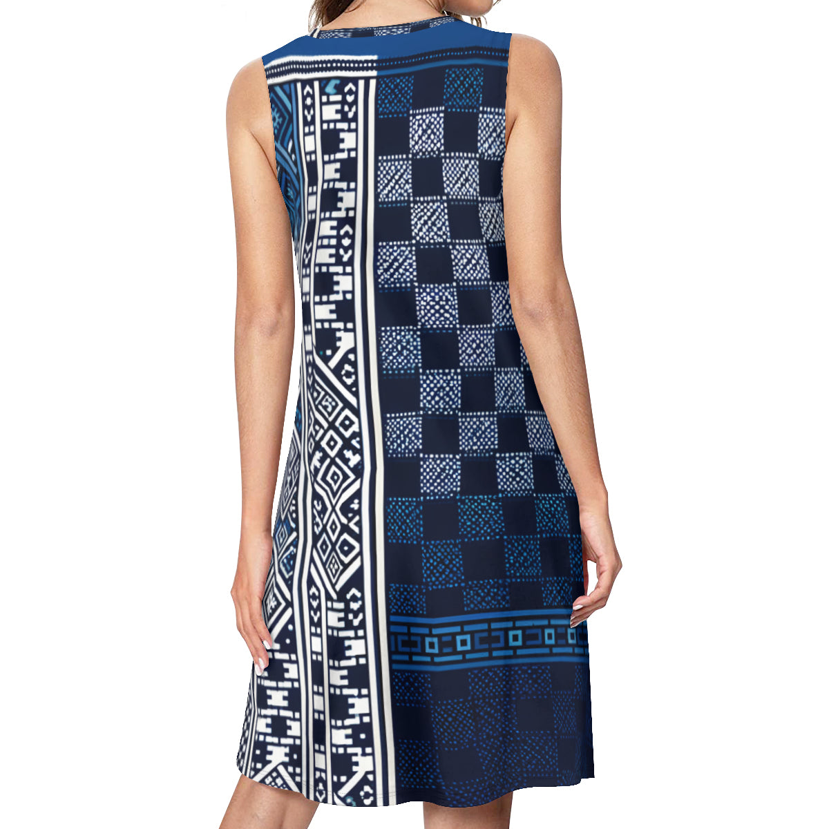 Blue Check Women's Casual Dress | Polyester