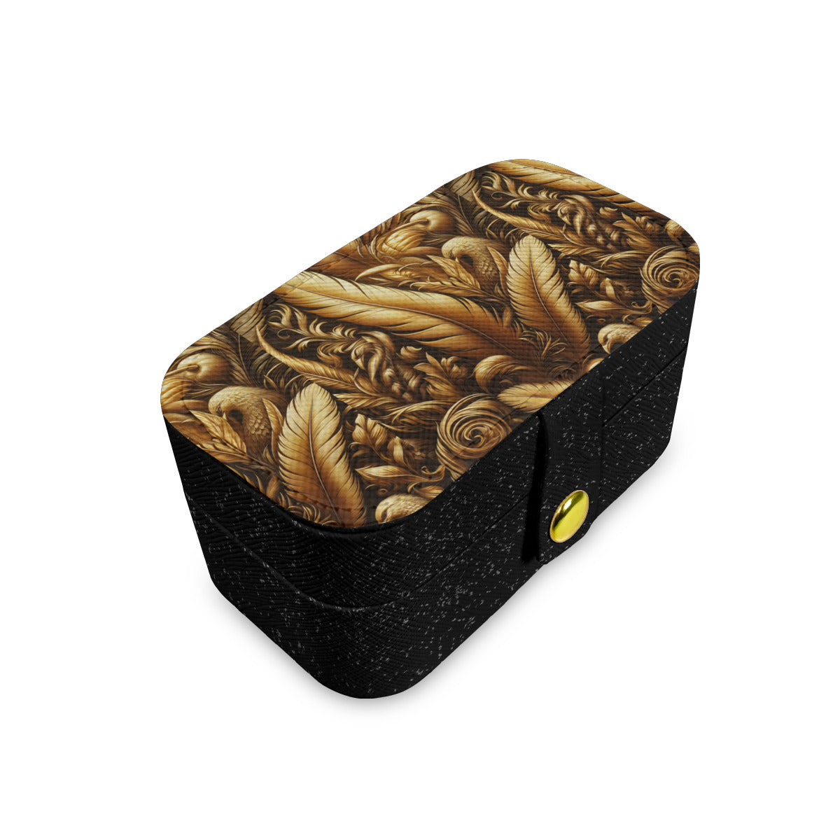 Golden Feathers Elegant Personalized Portable Jewelry Box