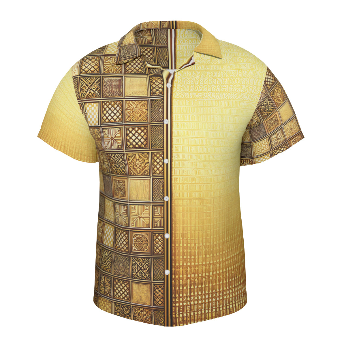 Golden Pattern Short Sleeves Men's Shirt