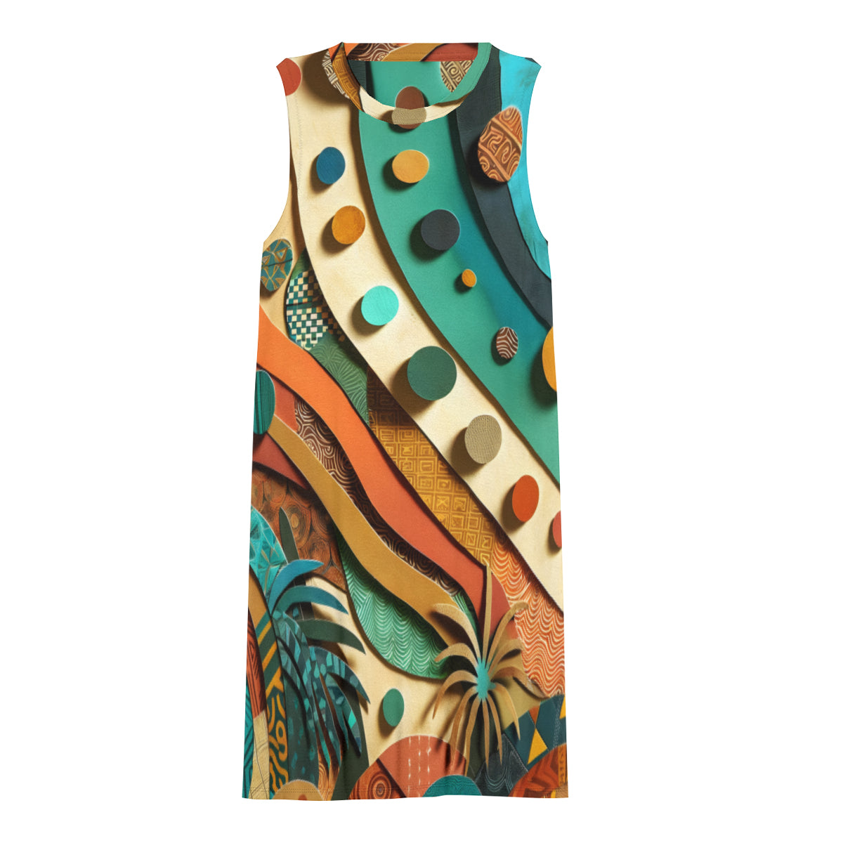 Paper Collage Design Women Casual Dress