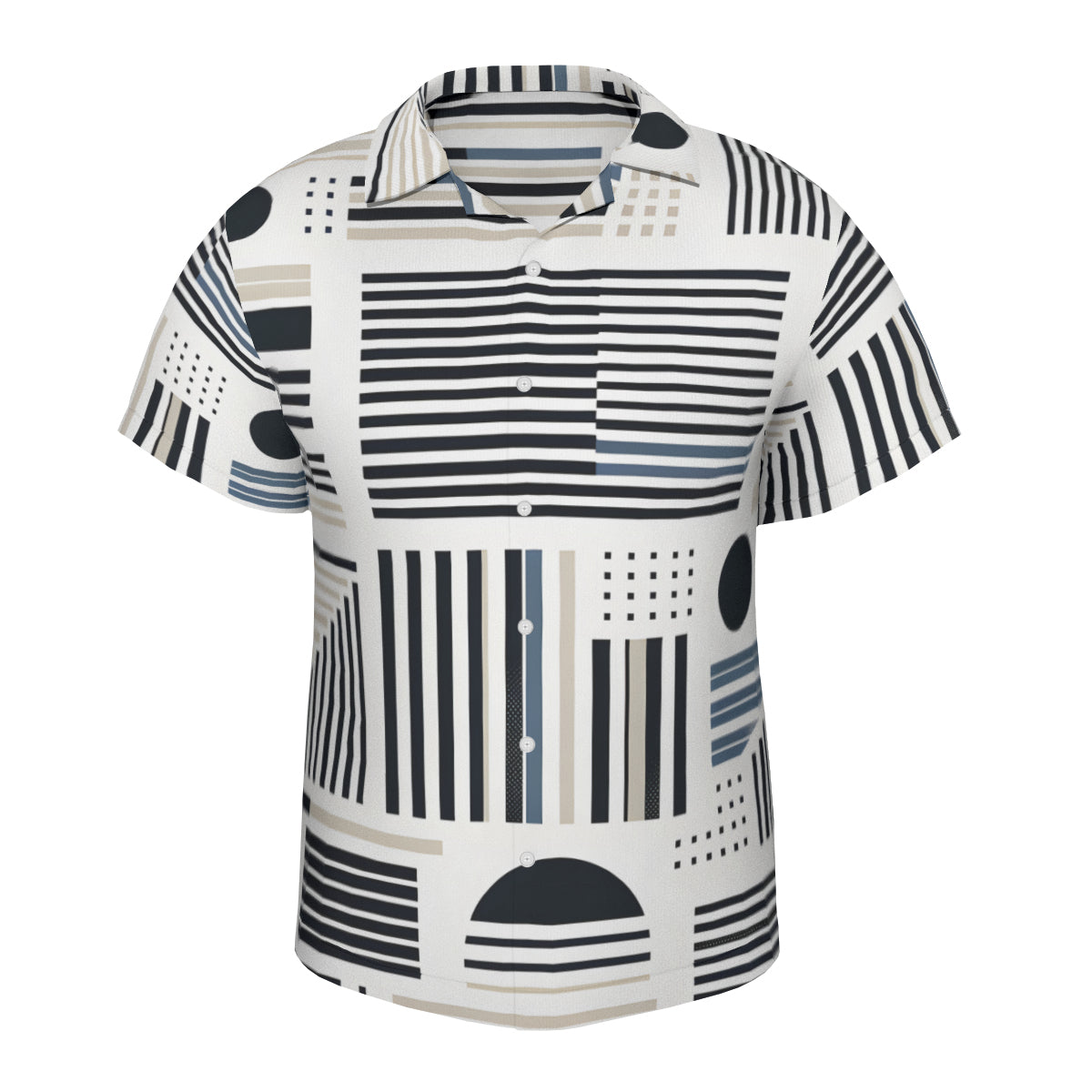 Minimalistic Black And White Short Sleeves Men's Shirt