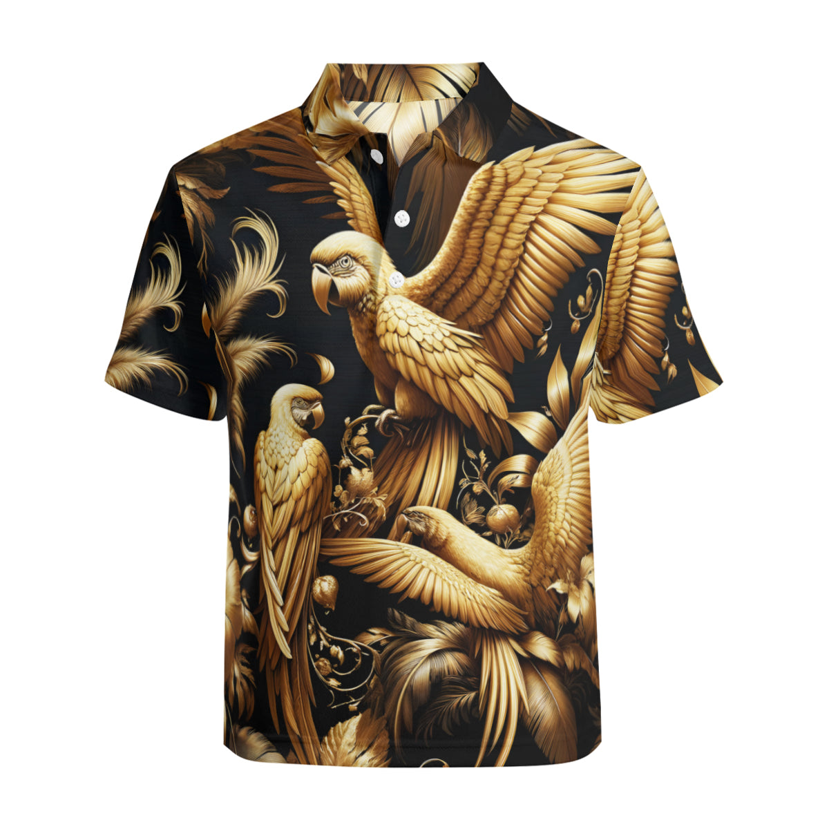 Golden Parrot Men's Premium European Size POLO Shirt | 95% Polyester+5% Spandex