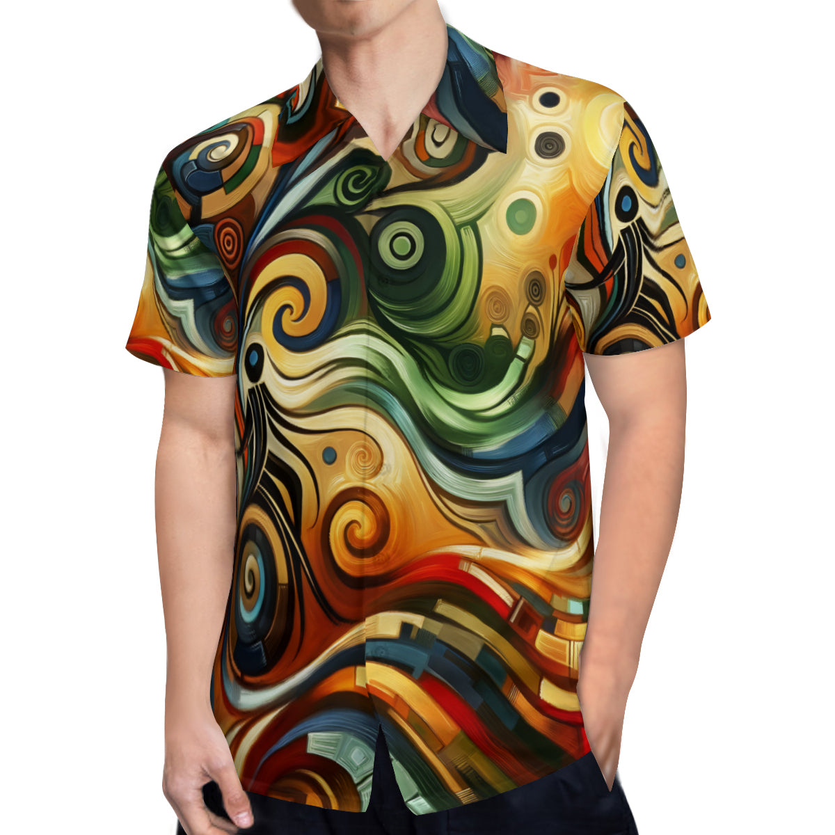 Abstract Swirling Afrocentric Short Sleeves Men's Shirt