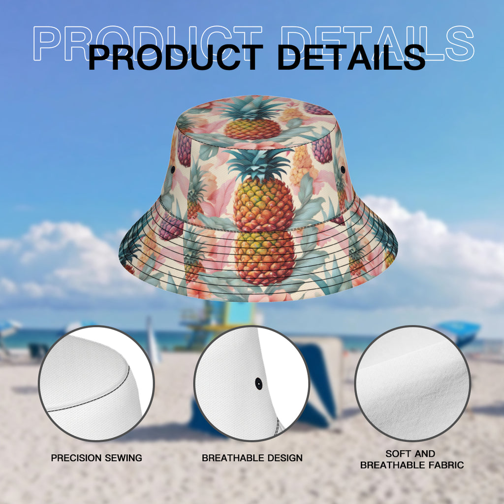 Pineapple Double-Sided Unisex Polyester Bucket Hat