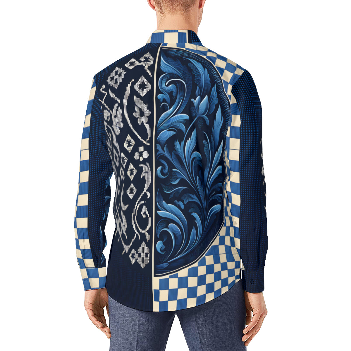 Blue Luxury Long Sleeves Men's Shirt