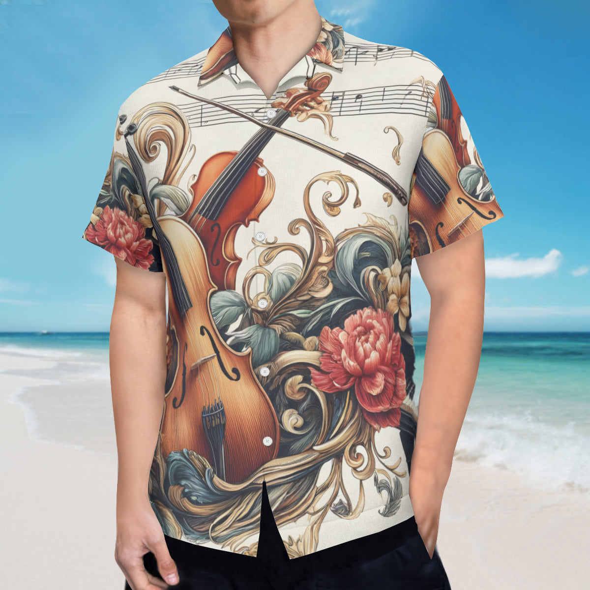 Musical Floral Short Sleeves Men's Shirt