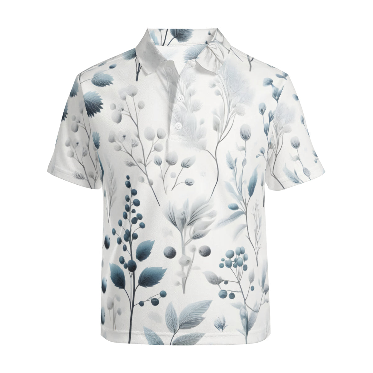 Minimalistic Floral Men's Premium European Size POLO Shirt | 95% Polyester+5% Spandex