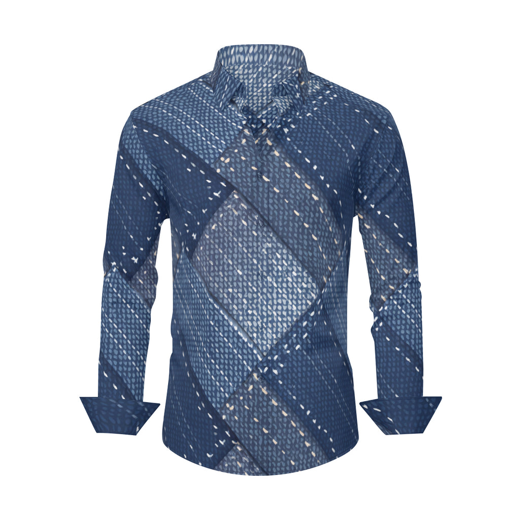 Abstract Denim Classic Long Sleeves Men's Shirt