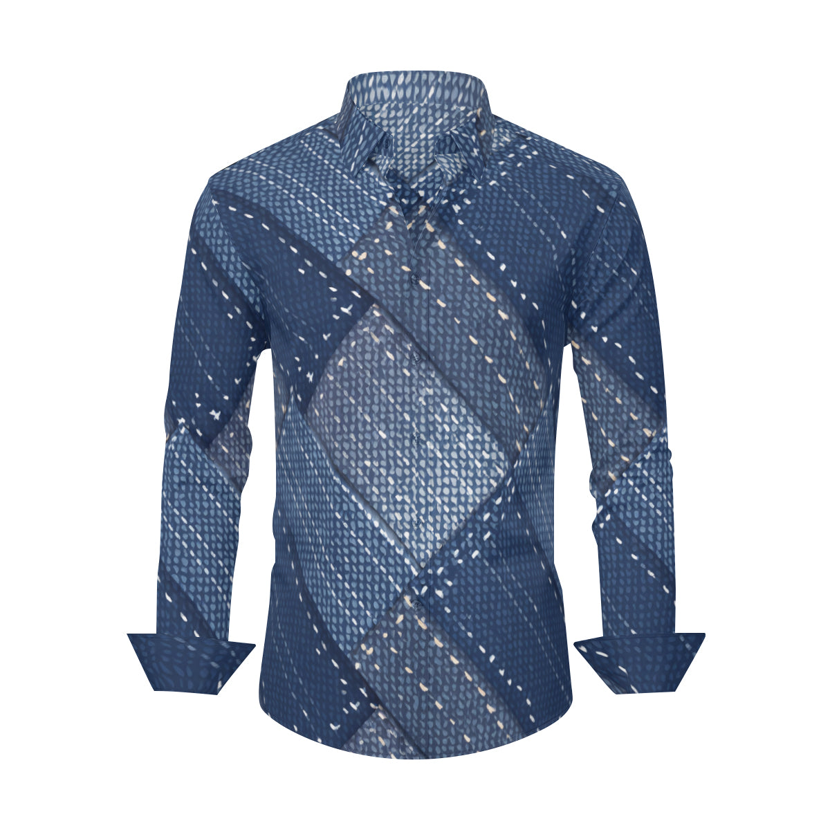 Abstract Denim Classic Long Sleeves Men's Shirt