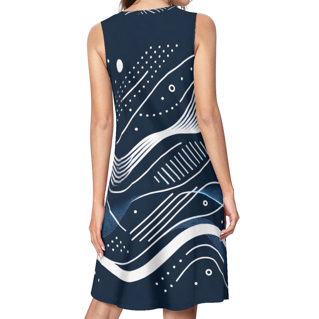 Elegant Blue Women's Casual Dress | Polyester