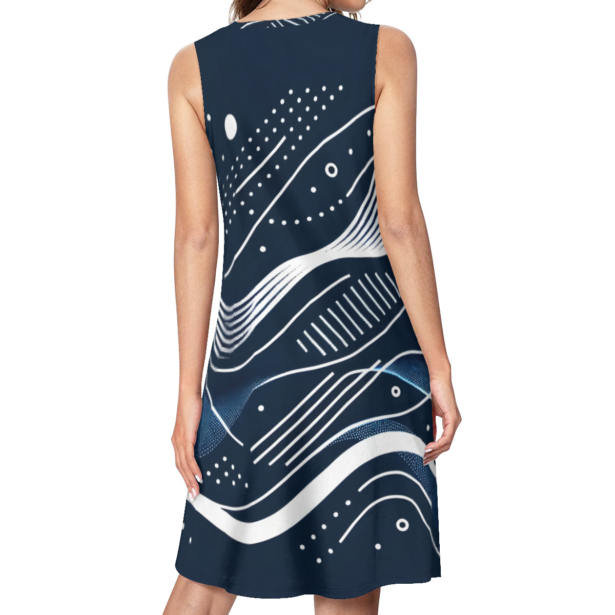 Elegant Blue Women's Casual Dress | Polyester