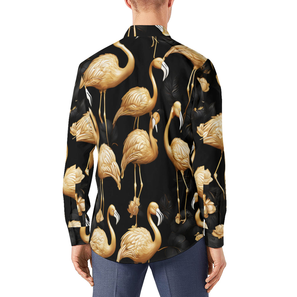 Golden Flamingo Long Sleeves Men's Shirt