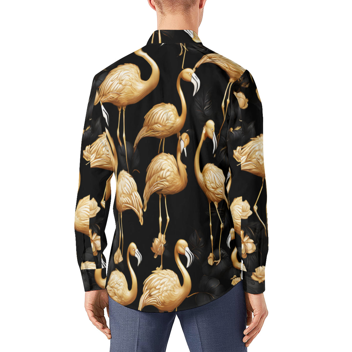 Golden Flamingo Long Sleeves Men's Shirt