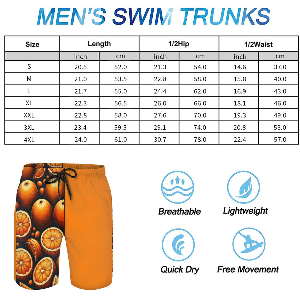 Orange Men's Beach Shorts (Not Mesh Lined) | Polyester