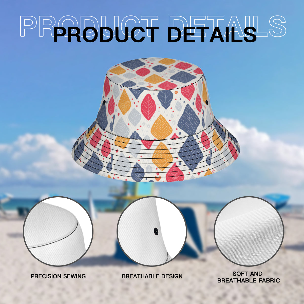 Abstract Denim Double-Sided Unisex Polyester Bucket Hat