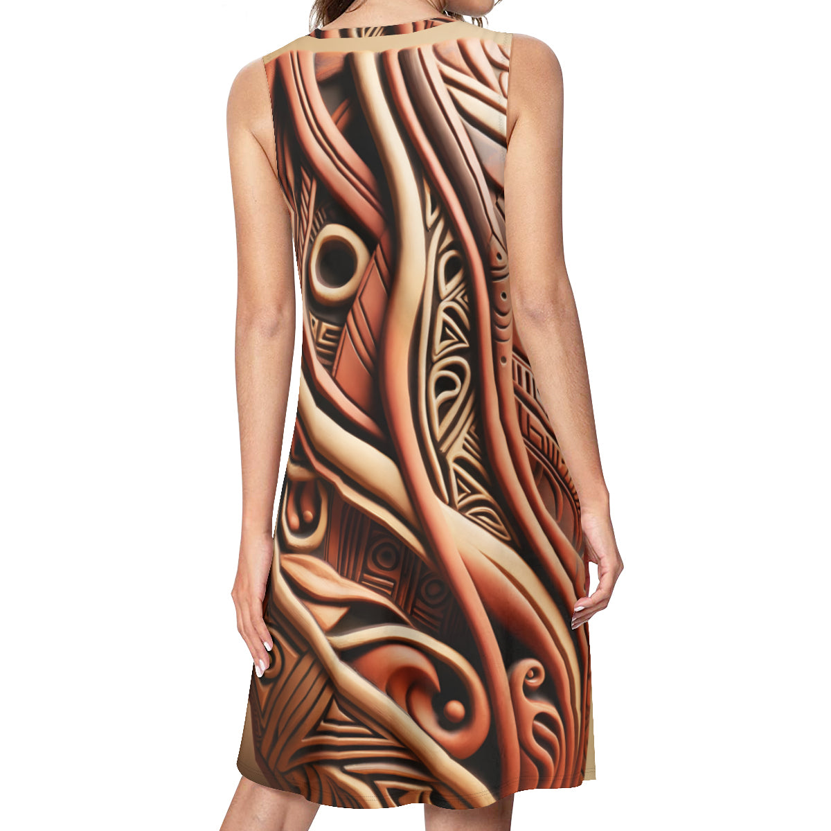 Abstract Terracota Scuplture Women's Casual Dress | Polyester