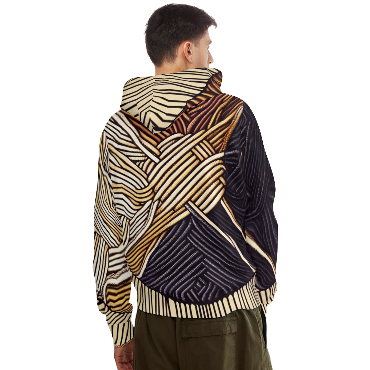 Interwoven Design Men's Adult Hoodie Set (Double-Layer Hood) | Health Fabric