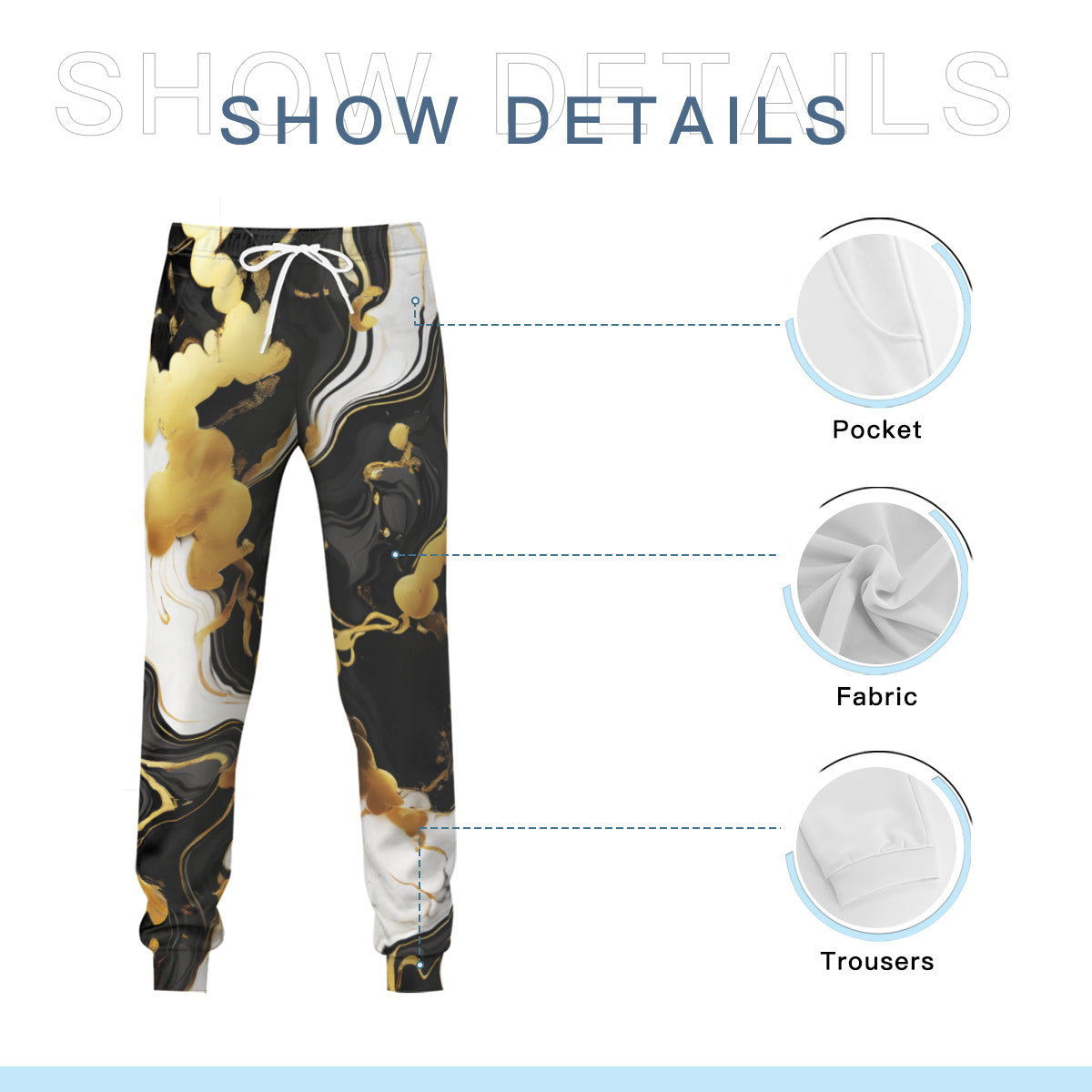 Marble Men's Adult Hoodie Set (Double-Layer Hood) | Health Fabric
