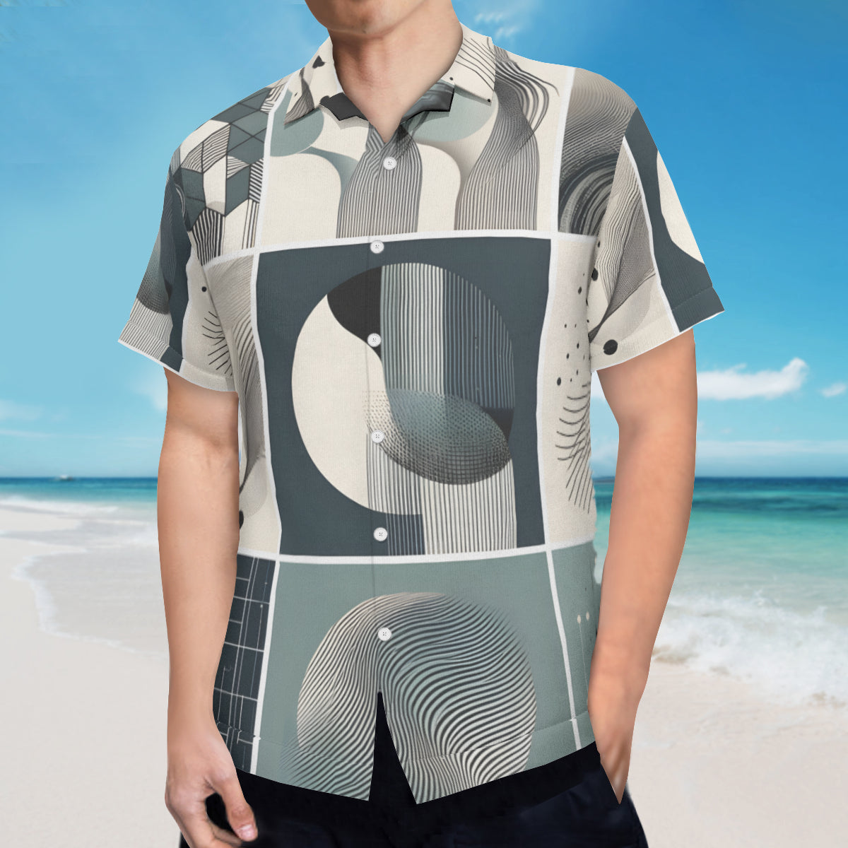 Abstract Shapes Short Sleeves Men's Shirt