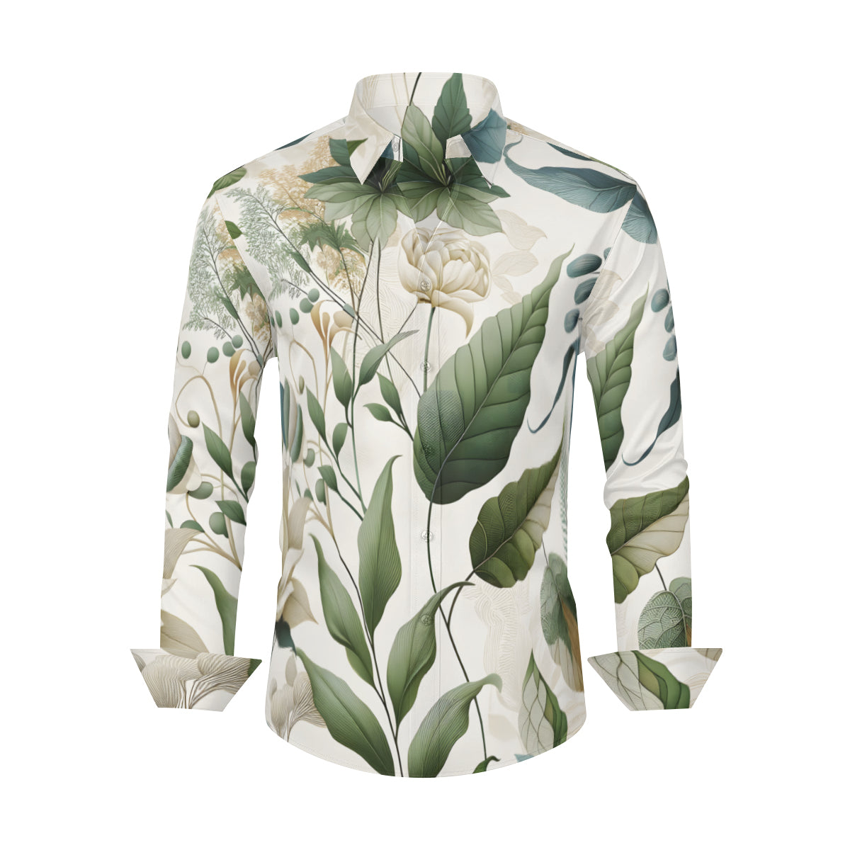 Floral Men's Classic Long-Sleeved Shirt | Polyester