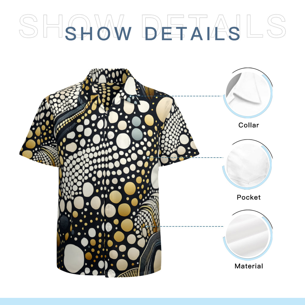 Abstract Short Sleeves Men's Shirt With Chest Pocket