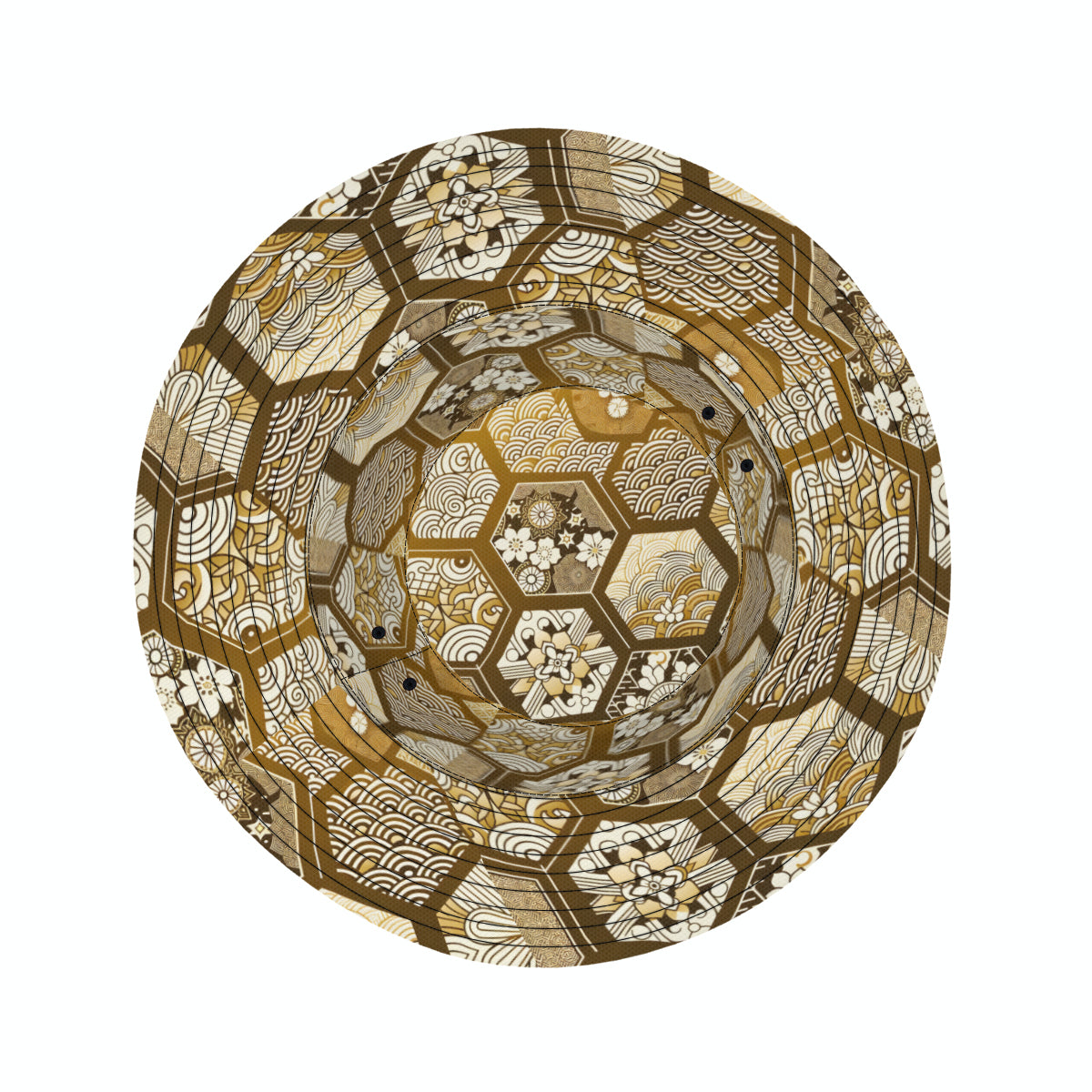 Golden Geometric Shapes Double-Sided Unisex Polyester Bucket Hat