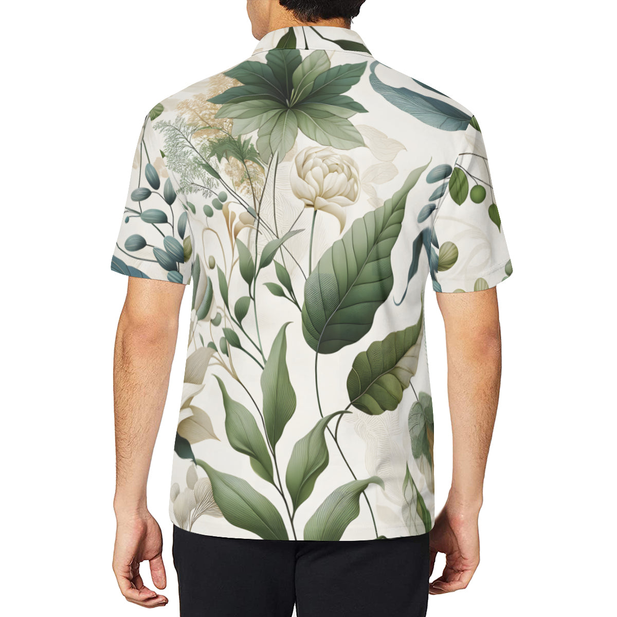 Floral Men's Premium European Size POLO Shirt | 95% Polyester+5% Spandex