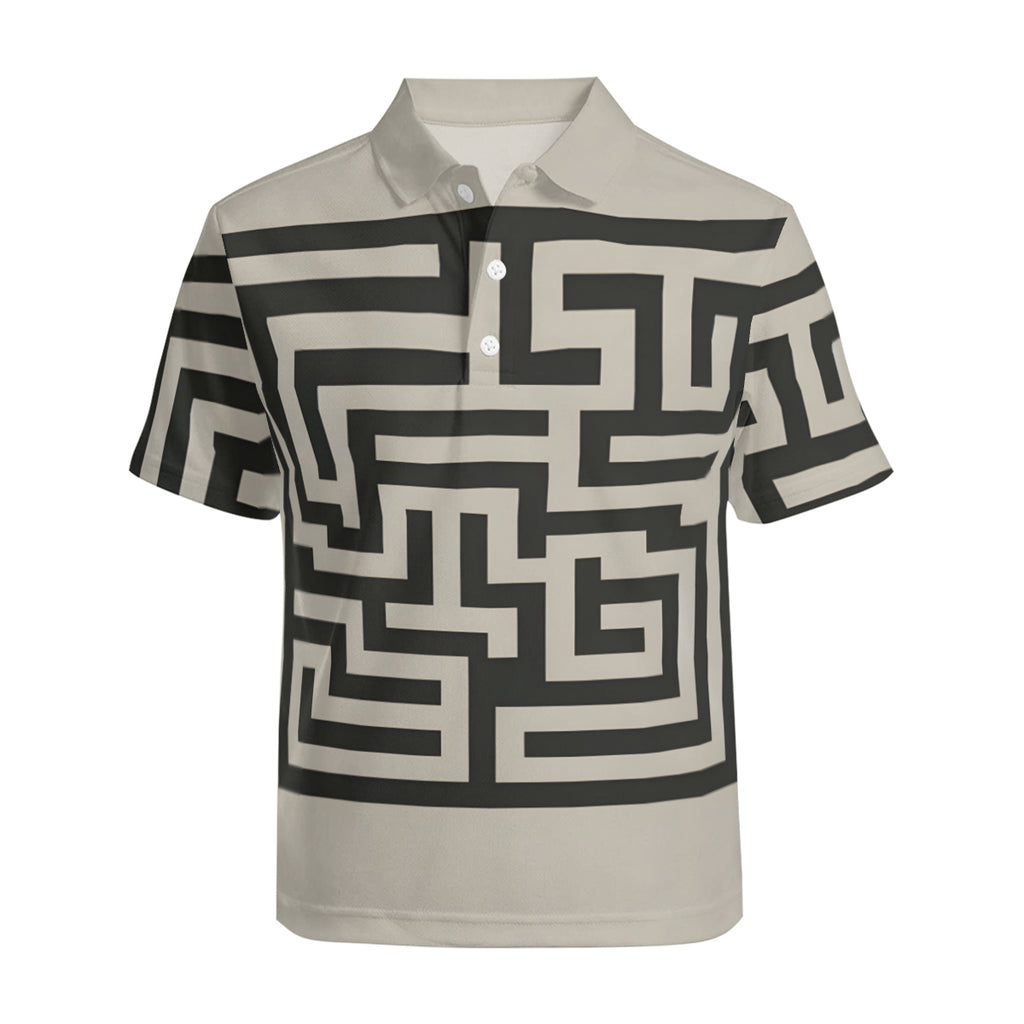 Minimalistic Geometric Men's Premium European Size POLO Shirt | 95% Polyester+5% Spandex